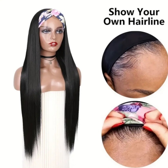 30-inch Long Seamless Bone Straight Headband Wig - Picture 2 of 4